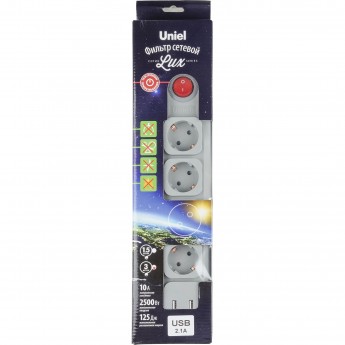 Cетевой фильтр UNIEL S-GSL5-3U GREY Cетевой фильтр UNIEL S-GSL5-3U GREY