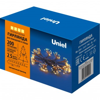 Гирлянда UNIEL ULD-S0250-200/STA WARM WHITE IP44 STARBURST