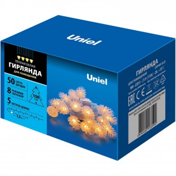 Гирлянда UNIEL ULD-S0500-050/DTA WARM WHITE IP20 PINE CONES