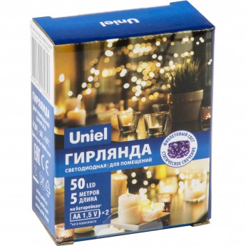 Гирлянда UNIEL ULD-S0500-050/SCB/2AA PURPLE IP20 DEW