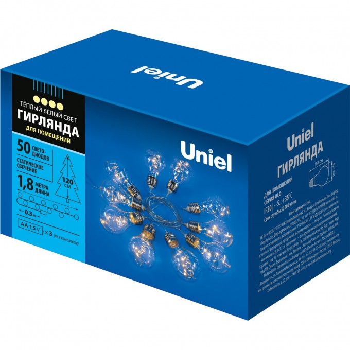 Гирлянда UNIEL ULD-S1800-050/STB/3AA WARM WHITE IP20 RETRO BULBS-1 UL-00008426