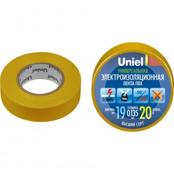 Изоляционная лента UNIEL UIT-135P 20/19/01 YEL