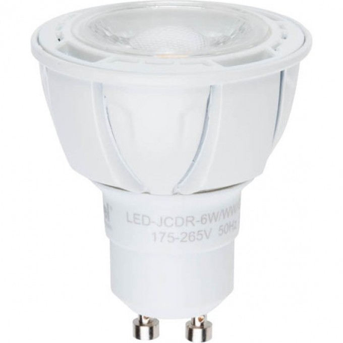 Лампа светодиодная диммируемая UNIEL LED-JCDR-6W/WW/GU10/FR/DIM/38D ALP01WH пластик 08701