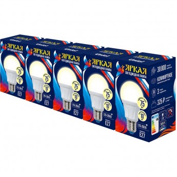 Лампа светодиодная UNIEL LED-A60 10W/WW/E27/FR PLP01WH Набор из 5штук