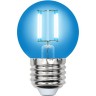 Лампа светодиодная UNIEL LED-G45-5W/BLUE/E27 GLA02BL картон UL-00002990