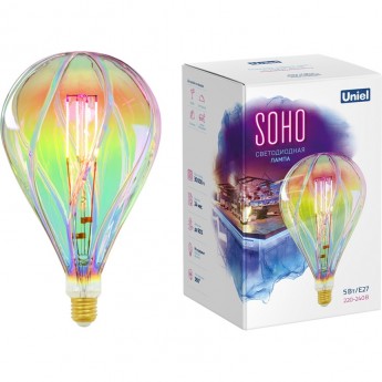 Лампа светодиодная UNIEL LED-SF31-5W/SOHO/E27/CW RAINBOW GLS77RB